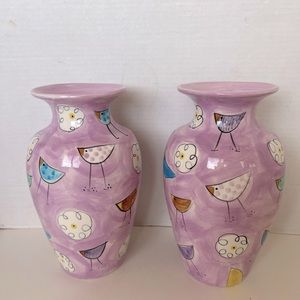 Kitschy Sally Noll Wendover Lane Lavender Purple Birds Vase